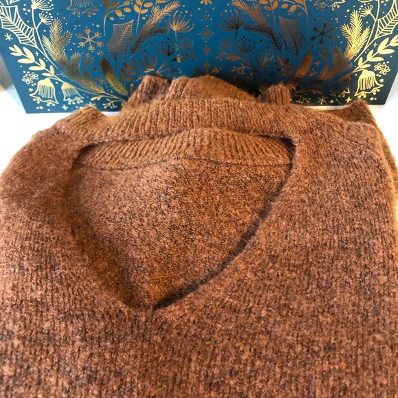 LOFT Petite Brown Crew Neck Sweater with Back Cutout - Picture 6 of 6